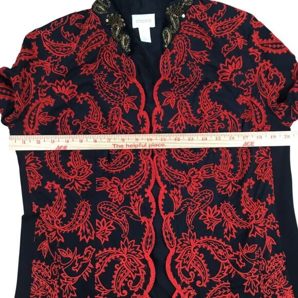 Chico's Jacket Paisley Embroidery Beaded Sequin Size S Petite Coachella Festival - Picture 15 of 16